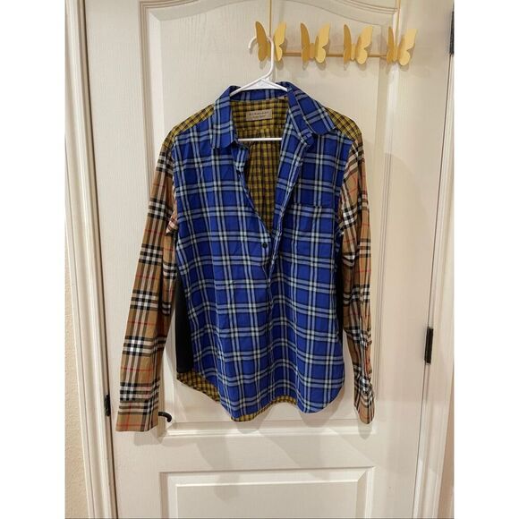 BURBERRY Multicolor Check Long Sleeve Cotton Shirt size large - Picture 1 of 6